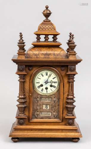 Table clock wood, around 1900,