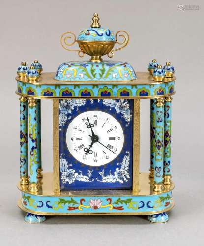 Cloisonné clock with white ena