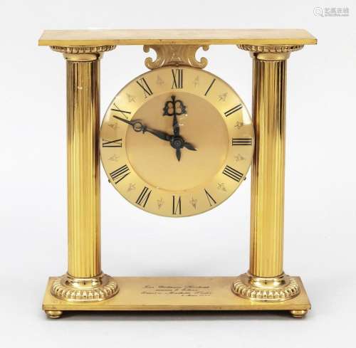 Table clock brass gilded with