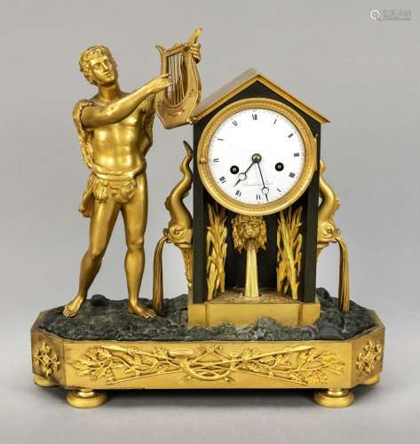 French. Bronze figure pendulum
