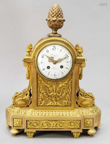 French. Bronze mantel clock, m