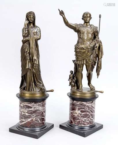 Pair of bronze figures after a