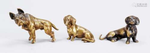 Three small bronzes of dogs, 1