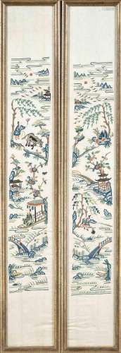 Pair of silk embroideries, Chi