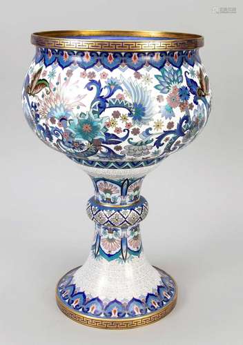 Large cloisonné vessel, China,