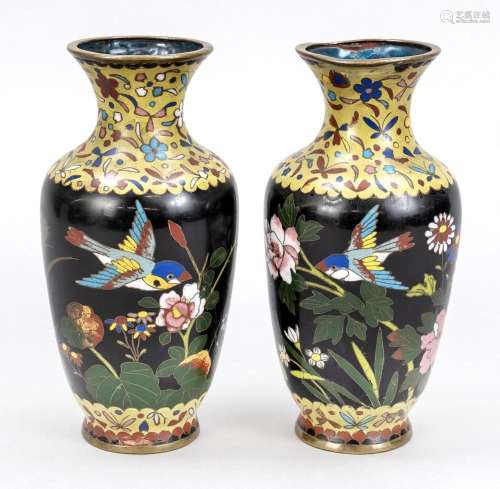 Pair of cloisoné vases, Japan,