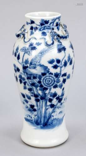 Vase with blue and white decor