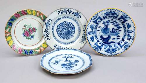 Set of 4 plates, China, 18th a