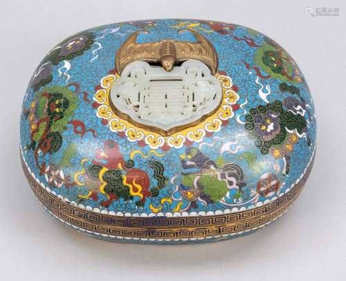 Cloisonné lidded box, China, a