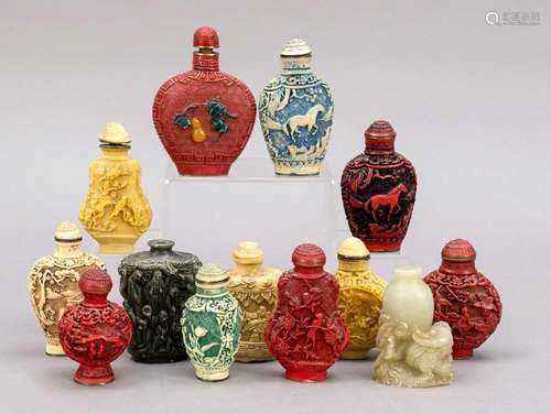 Set of 13 snuff bottles, China