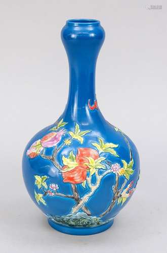 Blue-ground vase with pomegran