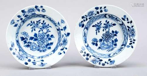 Pair of blue and white plates,