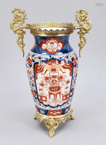 Imari vase with brass mounting