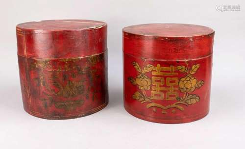 2 hat boxes, China, 1st h. 20t