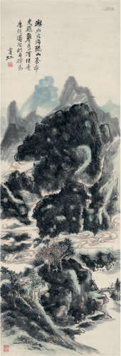 黄宾虹（1865～1955） 漓水云山图 镜片 设色纸本