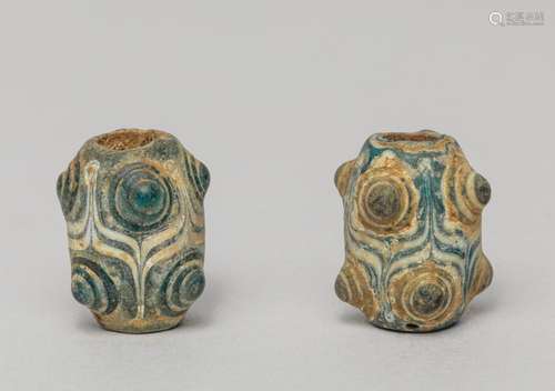 Two Roman Trade Type Dragon-fly Eye Beads