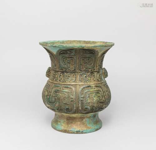 Chinese Bronze Taotie Mask Vase