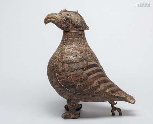 Rare Chinese Bronze Covered Bird Type Jar