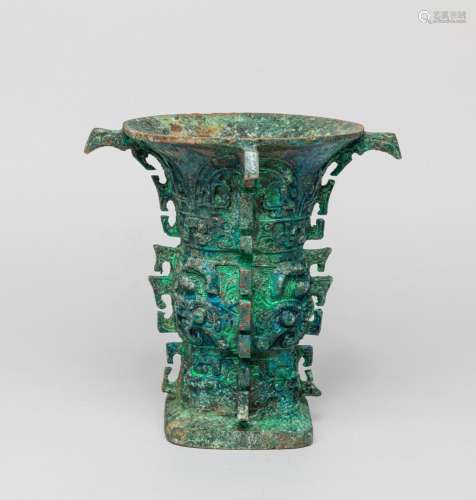 Rare Chinese Bronze Taotie Mask Vase