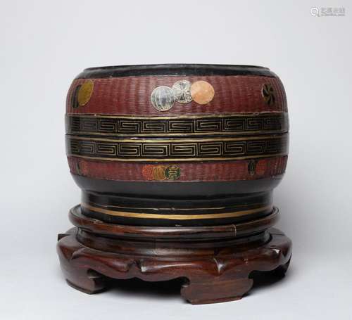 Antique Chinese Massive Lacquer Box w/ Stand