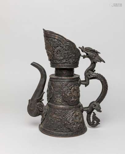 Large Chinese Bronze Dragon Pot