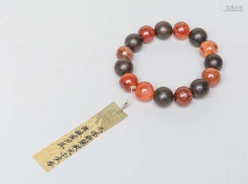 Large Bead Chinese Agarwood & Agate Prayer Beads