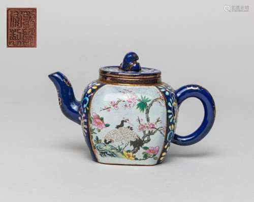 Important Chinese Enameled Zisha Tea Pot