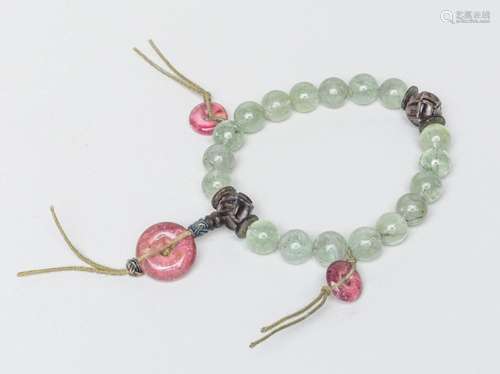 Chinese Manchu Aquamarine & Tourmaline Prayer Bead