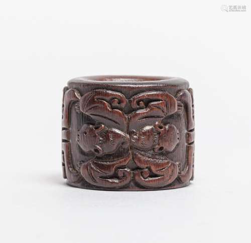 Chinese Carved Agarwood Thumb Ring