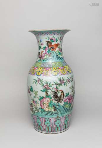 Old Large Chinese Famille Rose Porcelain Vase