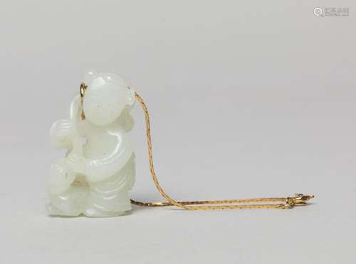 Chinese White Jade Toggle of Boy