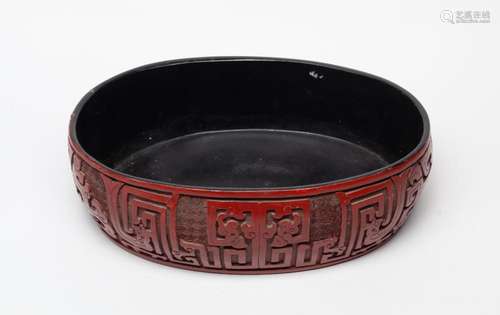 Large Chinese Export Cinnabar Carving