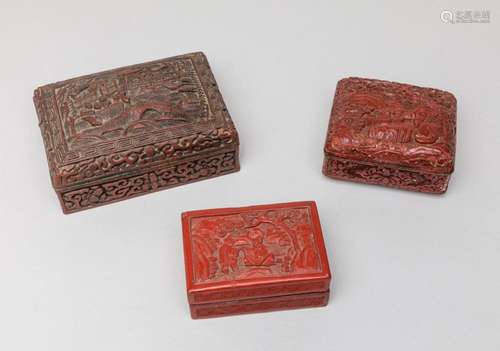 Collectible Chinese Cinnabar Jewelry Boxes