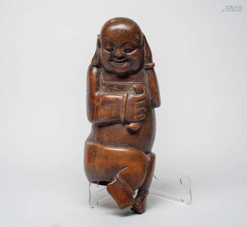 Antique Chinese Carved Bamboo Buddha