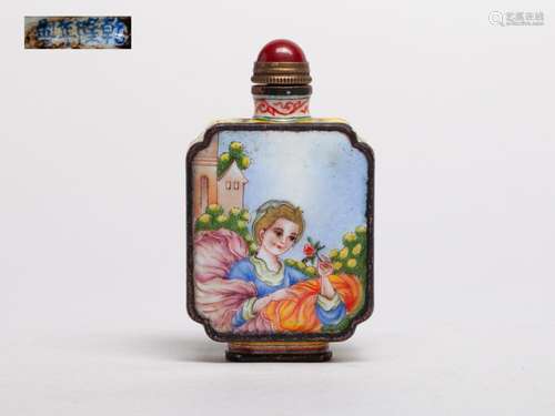 Chinese Enameled on Copper Snuff Bottle