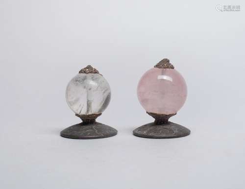 Two Chinese Crystal Hat Finials