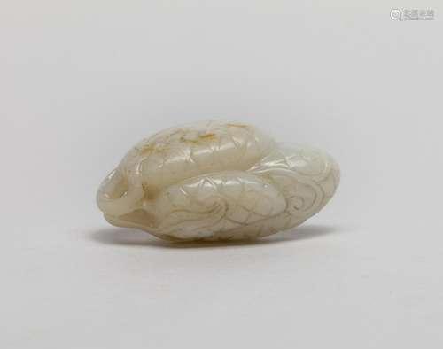 Chinese White Jade Toggle of Litchi