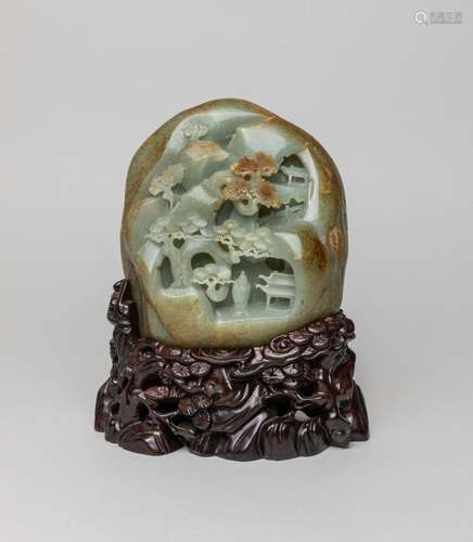 Large Chinese Pebble Jade Carved Sculpture