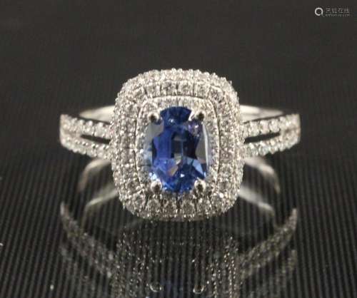 18K SAPPHIRE AND DIAMOND RING W/ GIA CERTIFICATE