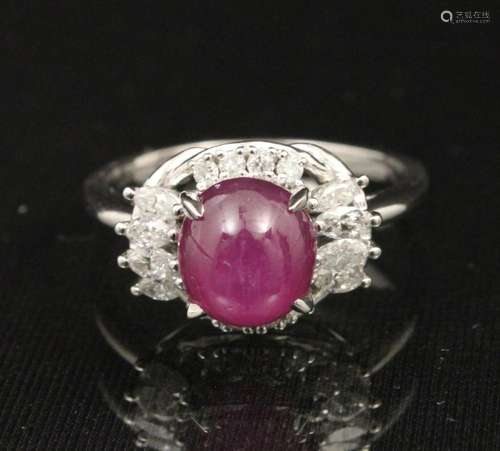 PLATINUM STAR RUBY AND DIAMOND RING