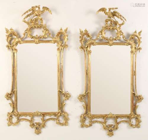 PR. OF WATER GILT GOLD LEAF CARVED WOOD MIRRORS