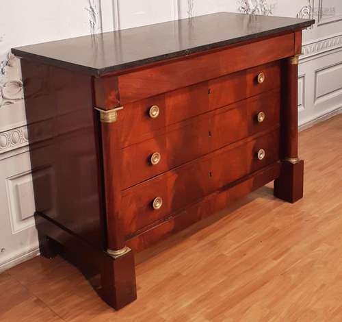 FRENCH EMPIRE MAHOGANY COMMODE, 19TH C.