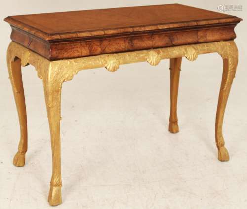 ENGLISH QUEEN ANNE WALNUT CONSOLE TABLE, 19TH C.