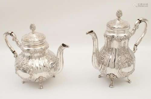 57 T.O.W.; TWO STERLING SILVER TEA AND COFFEE POTS
