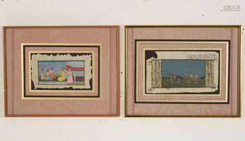 PR OF SIMILAR FRAMED HINDO COLORED DRAWINGS