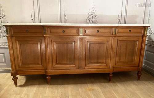 GRAND LOUIS XVI STYLE M/TOP BREAKFRONT SIDEBOARD