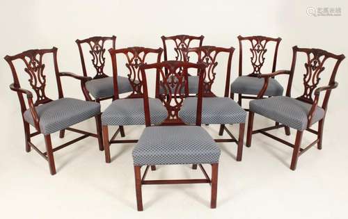 SET OF 8 ENGLISH CHIPPENDALE STYLE CHAIRS