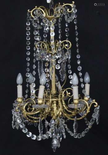 QUALITY FRENCH GILT BRONZE AND 6 LIGHT CHANDELIER