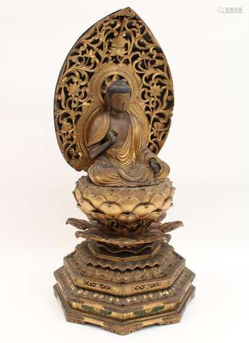 SOUTHEAST ASIAN CARVED GILTWOOD SHRINE OF BUDDHA