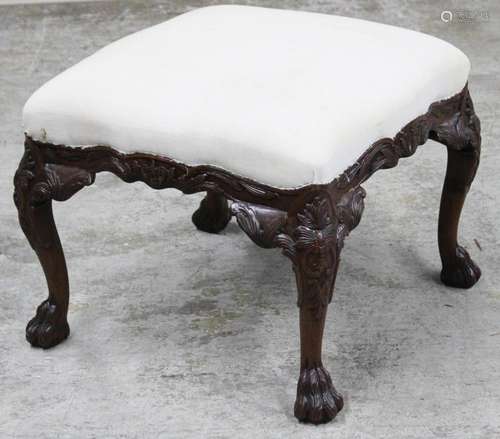 IRISH CHIPPENDALE MAHOGANY CARVED STOOL